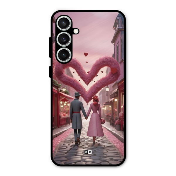 Valetines Couple Walking Metal Back Case for Galaxy S23 FE