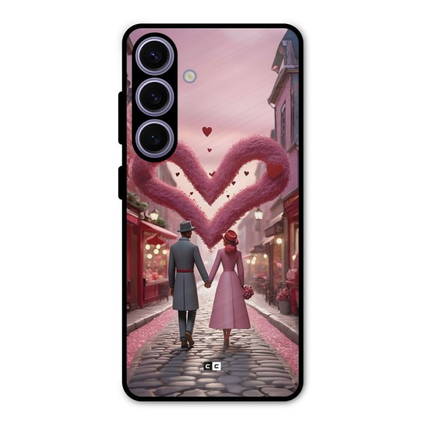 Valetines Couple Walking Metal Back Case for Galaxy S24