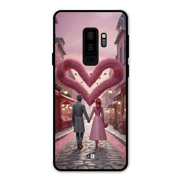 Valetines Couple Walking Metal Back Case for Galaxy S9 Plus