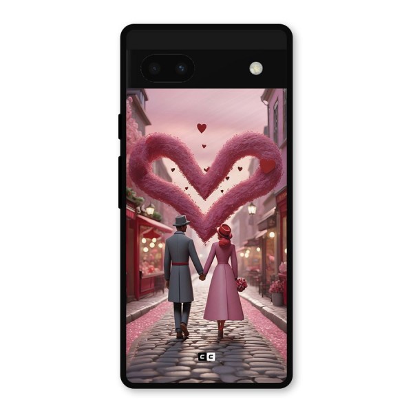 Valetines Couple Walking Metal Back Case for Google Pixel 6a