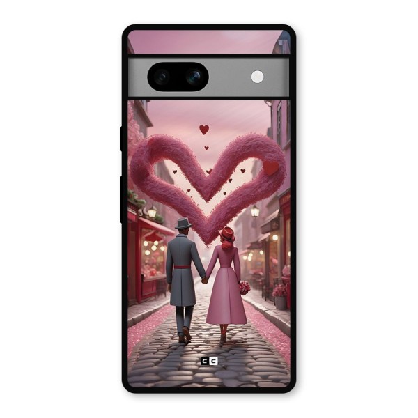 Valetines Couple Walking Metal Back Case for Google Pixel 7a