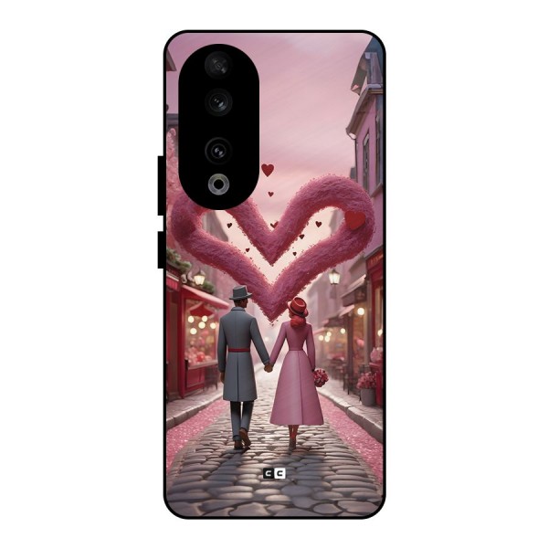 Valetines Couple Walking Metal Back Case for Honor 90