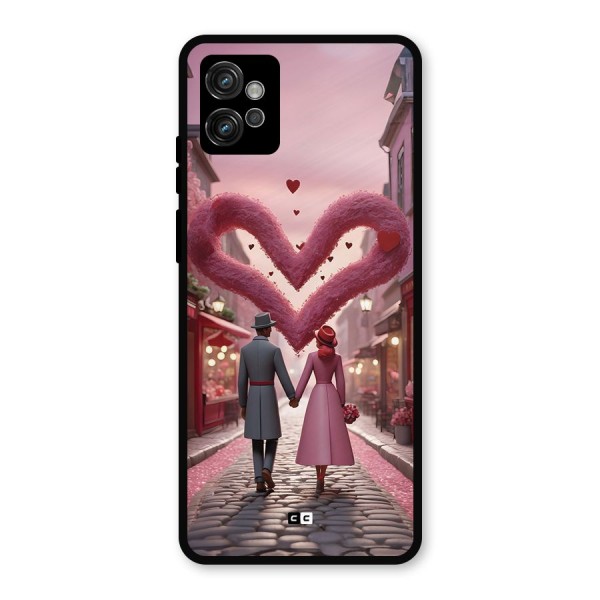 Valetines Couple Walking Metal Back Case for Moto G32