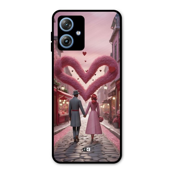 Valetines Couple Walking Metal Back Case for Moto G54