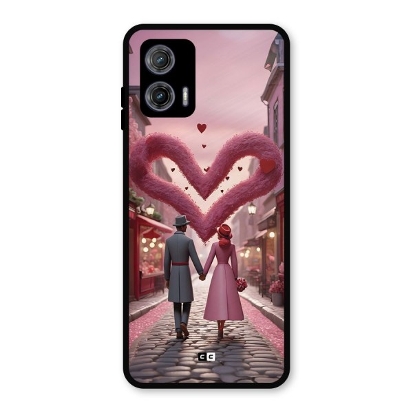 Valetines Couple Walking Metal Back Case for Moto G73