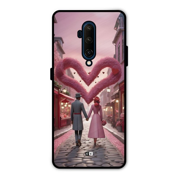 Valetines Couple Walking Metal Back Case for OnePlus 7T Pro