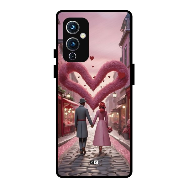 Valetines Couple Walking Metal Back Case for OnePlus 9