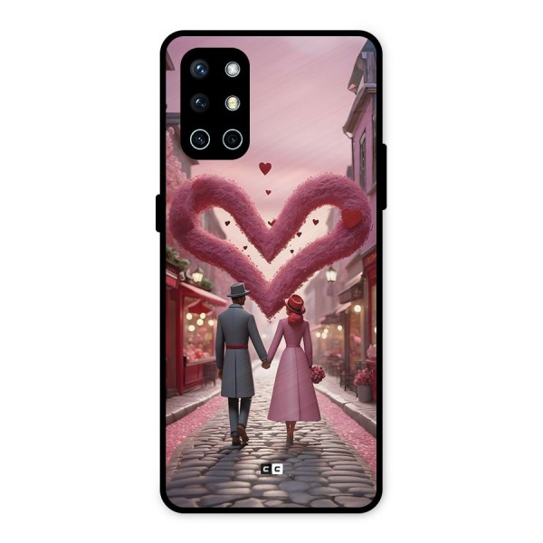 Valetines Couple Walking Metal Back Case for OnePlus 9R