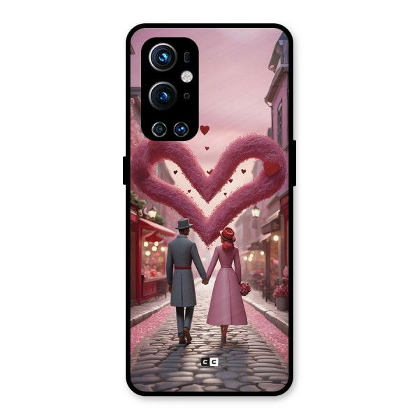 Valetines Couple Walking Metal Back Case for OnePlus 9 Pro