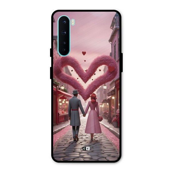 Valetines Couple Walking Metal Back Case for OnePlus Nord