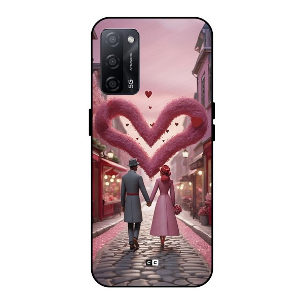 Valetines Couple Walking Metal Back Case for Oppo A53s 5G