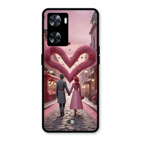 Valetines Couple Walking Metal Back Case for Oppo A77