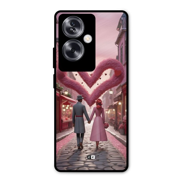 Valetines Couple Walking Metal Back Case for Oppo A79 5G