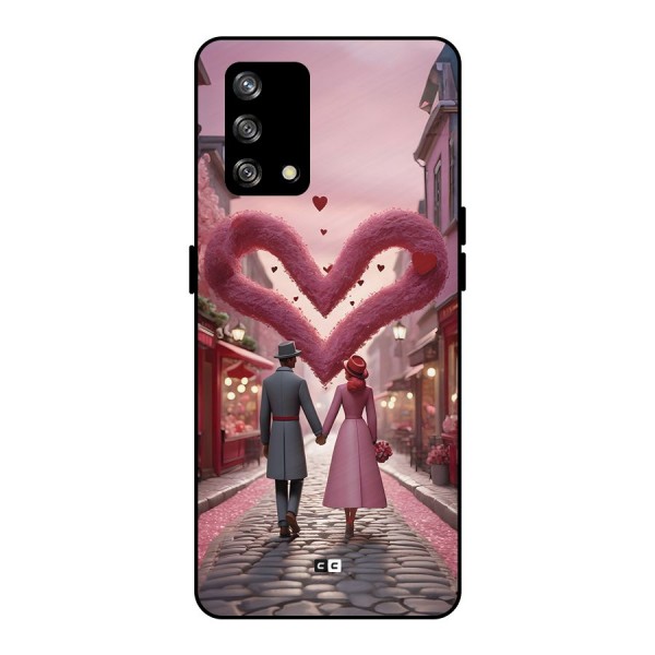 Valetines Couple Walking Metal Back Case for Oppo F19