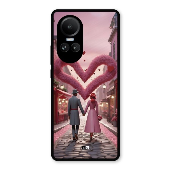 Valetines Couple Walking Metal Back Case for Oppo Reno10 Pro