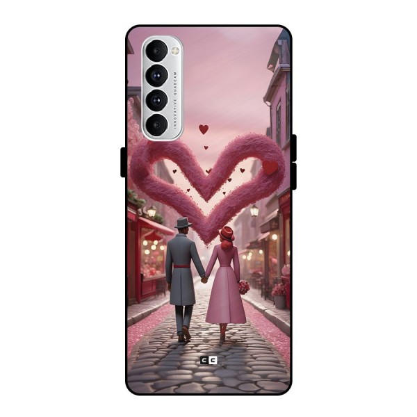 Valetines Couple Walking Metal Back Case for Oppo Reno4 Pro