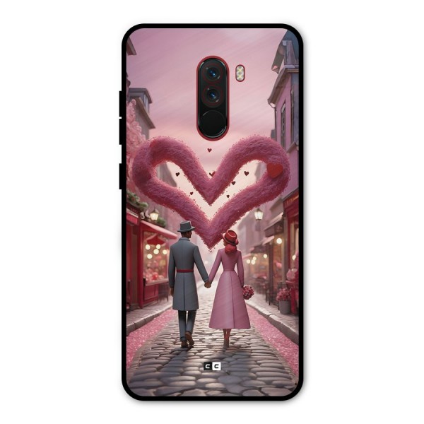 Valetines Couple Walking Metal Back Case for Poco F1