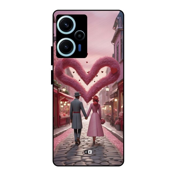 Valetines Couple Walking Metal Back Case for Poco F5