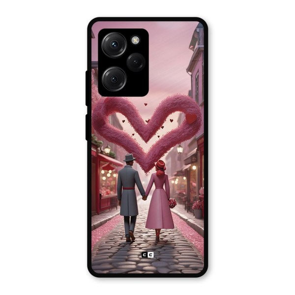 Valetines Couple Walking Metal Back Case for Poco X5 Pro