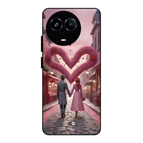 Valetines Couple Walking Metal Back Case for Realme 11 5G