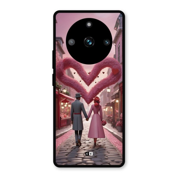 Valetines Couple Walking Metal Back Case for Realme 11 Pro