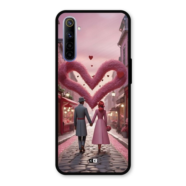 Valetines Couple Walking Metal Back Case for Realme 6