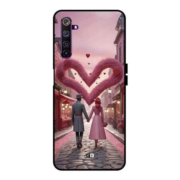 Valetines Couple Walking Metal Back Case for Realme 6 Pro