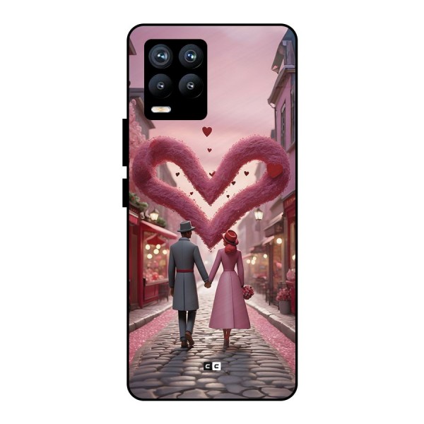 Valetines Couple Walking Metal Back Case for Realme 8