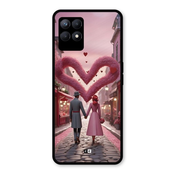 Valetines Couple Walking Metal Back Case for Realme 8i