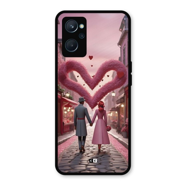 Valetines Couple Walking Metal Back Case for Realme 9i