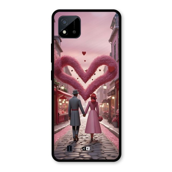 Valetines Couple Walking Metal Back Case for Realme C11 2021