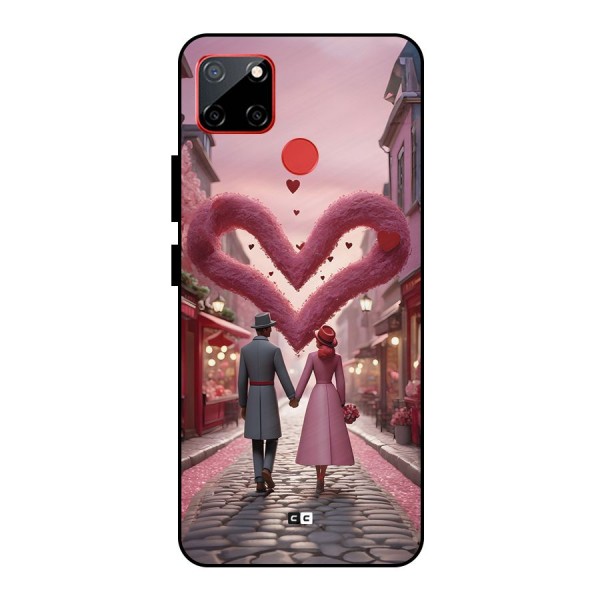 Valetines Couple Walking Metal Back Case for Realme C12