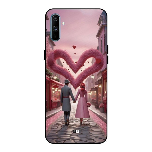 Valetines Couple Walking Metal Back Case for Realme C3