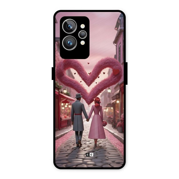 Valetines Couple Walking Metal Back Case for Realme GT2 Pro