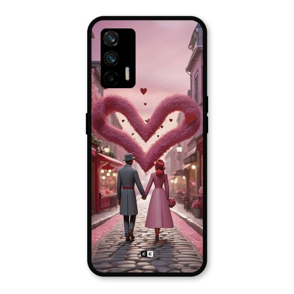 Valetines Couple Walking Metal Back Case for Realme GT 5G