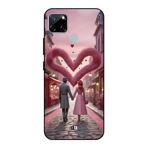 Valetines Couple Walking Metal Back Case for Realme Narzo 20