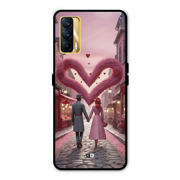 Valetines Couple Walking Metal Back Case for Realme X7