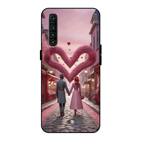 Valetines Couple Walking Metal Back Case for Realme XT