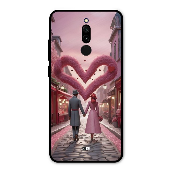 Valetines Couple Walking Metal Back Case for Redmi 8