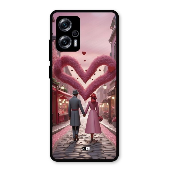 Valetines Couple Walking Metal Back Case for Redmi K50i