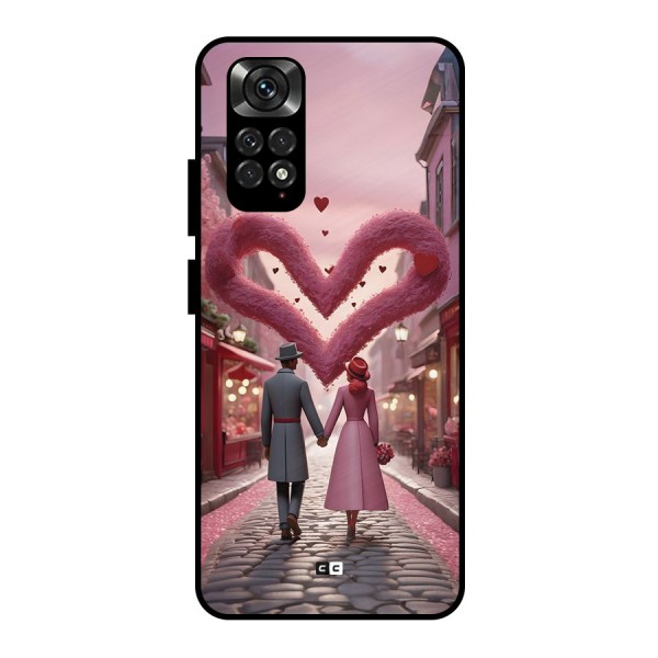 Valetines Couple Walking Metal Back Case for Redmi Note 11 Pro