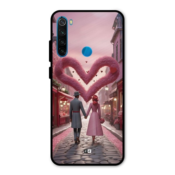 Valetines Couple Walking Metal Back Case for Redmi Note 8