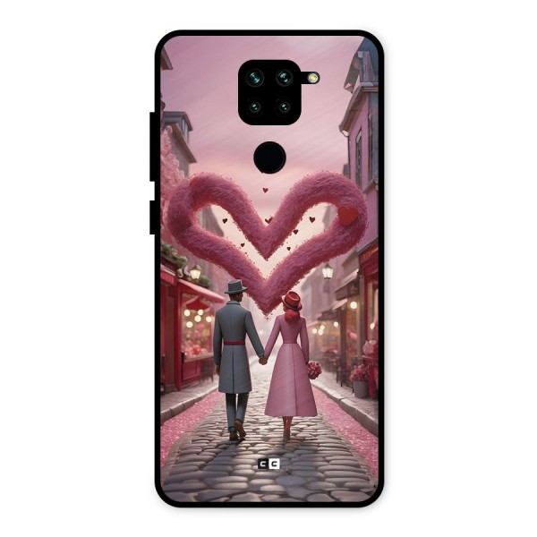 Valetines Couple Walking Metal Back Case for Redmi Note 9