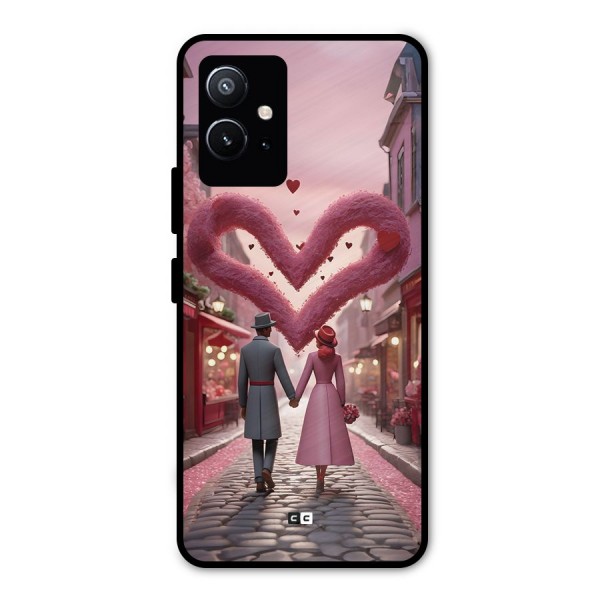 Valetines Couple Walking Metal Back Case for Vivo T1 5G