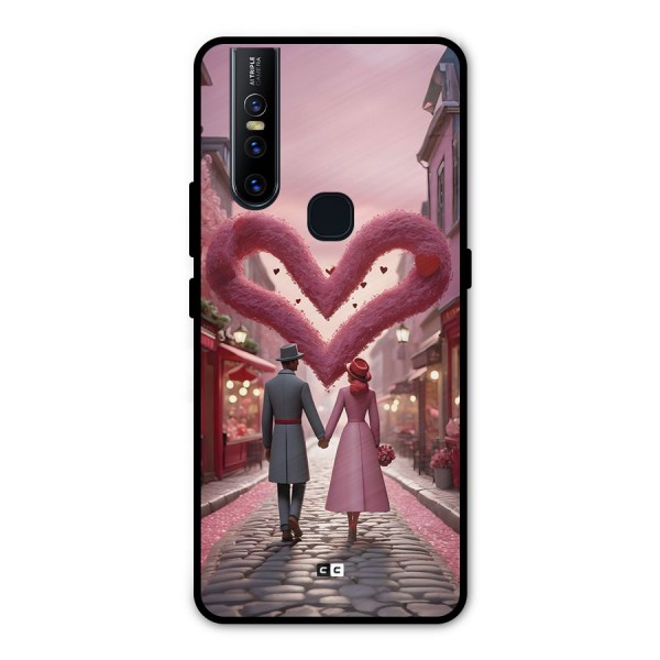 Valetines Couple Walking Metal Back Case for Vivo V15