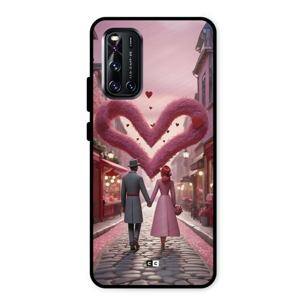 Valetines Couple Walking Metal Back Case for Vivo V19