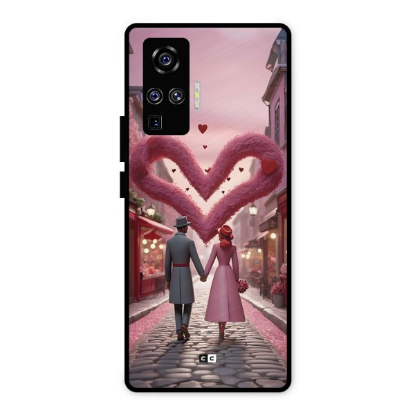 Valetines Couple Walking Metal Back Case for Vivo X50 Pro