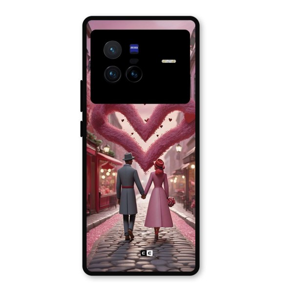 Valetines Couple Walking Metal Back Case for Vivo X80