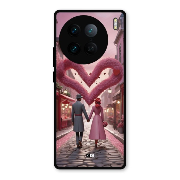 Valetines Couple Walking Metal Back Case for Vivo X90 Pro