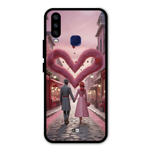 Valetines Couple Walking Metal Back Case for Vivo Y12